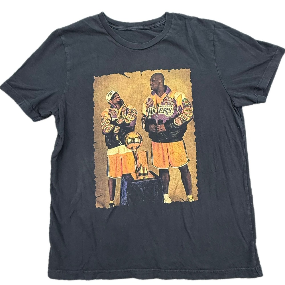 Unbranded Lakers Shaq Kobe Graphic T-Shirt Mens L Black Championship Retro Tee
